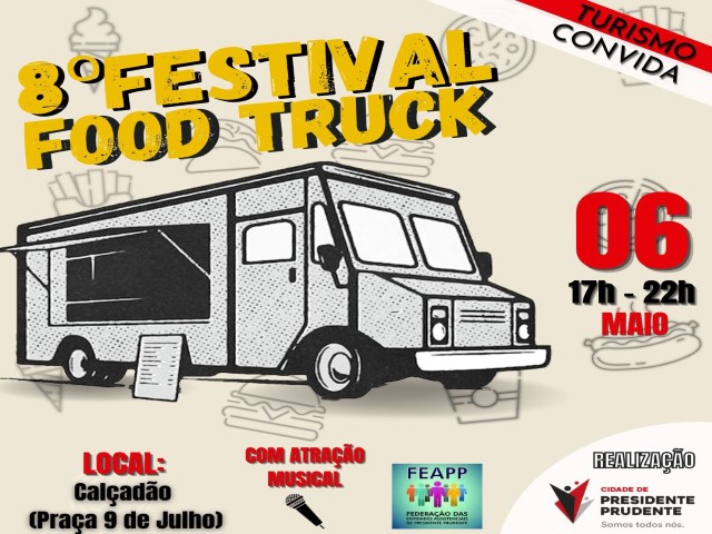 8ª edição do Festival Food Truck ocorre nesta sexta (06) na Praça 9 de Julho