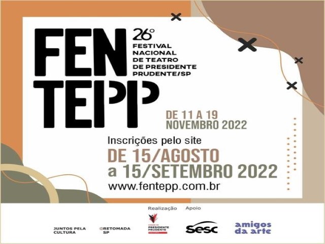 Prefeitura abre inscrições para 26º Fentepp; evento acontece de 11 a 19 de novembro
