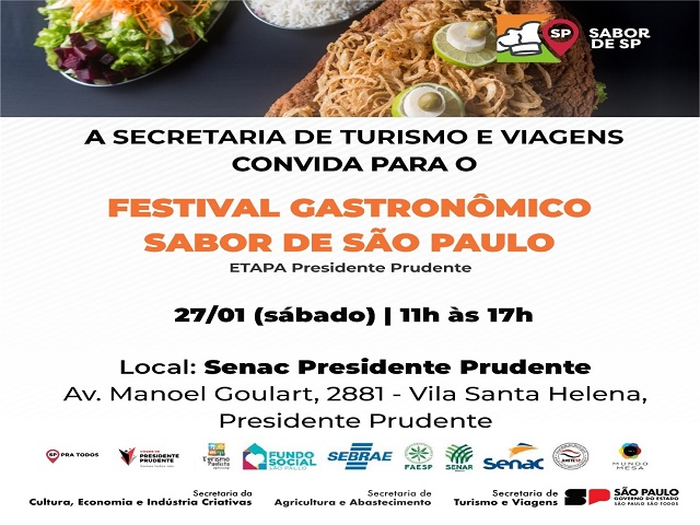 “Sabor de São Paulo” promove festival gastronômico em Prudente, neste sábado