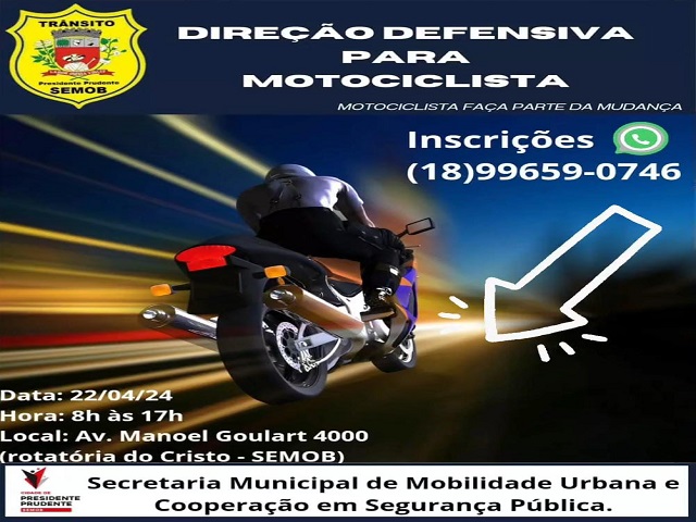 Semob oferece curso gratuito de Direção Defensiva para Motociclista