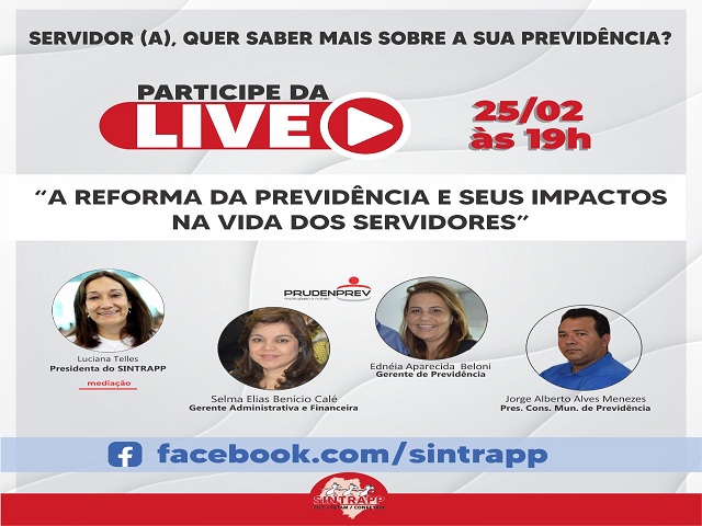 Prudenprev participa de ‘Live’ sobre previdência nesta quinta no facebook do Sintrapp    