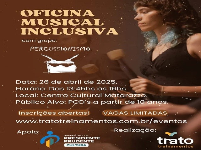 Matarazzo recebe oficina musical inclusiva; vagas abertas