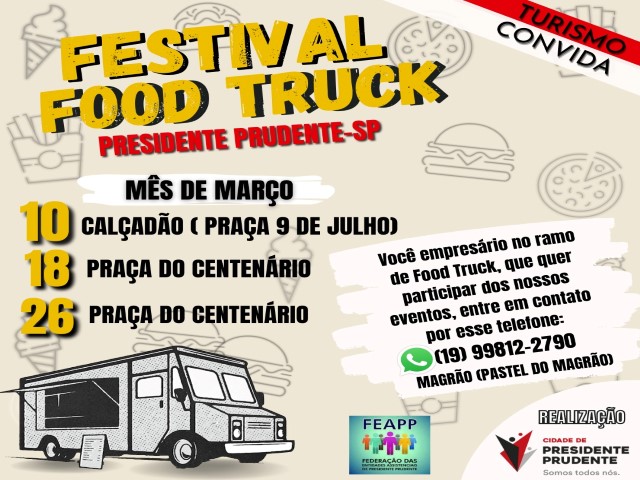 Praça Nove de Julho terá Festival Food Truck nesta quinta-feira das 17h às 22h