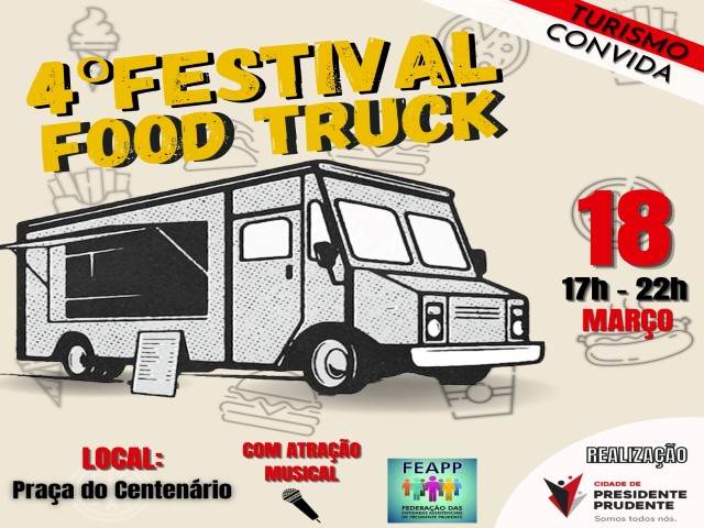 4ª edição do Festival Food Truck ocorre nesta sexta na Praça do Centenário