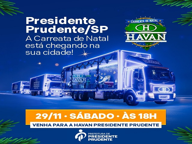 Carretas da Havan levam a magia do Natal às ruas de Prudente sábado no sábado (29)