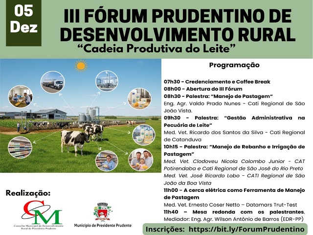 Seagri promove III Fórum Prudentino de Desenvolvimento Rural nesta sexta-feira (5)