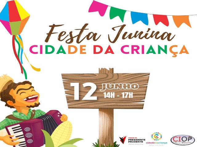 Cidade da Criança terá festa junina no domingo dia 12 de junho das 14h às 17h