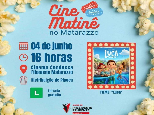 Secult anuncia Cine Matinê para este sábado (4) com exibição do filme Luca