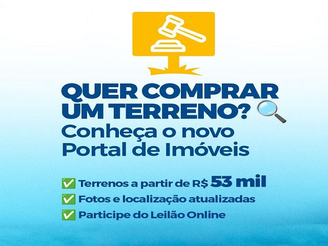 Seplan realiza leilão de terrenos; interessados podem consultar lista em novo portal