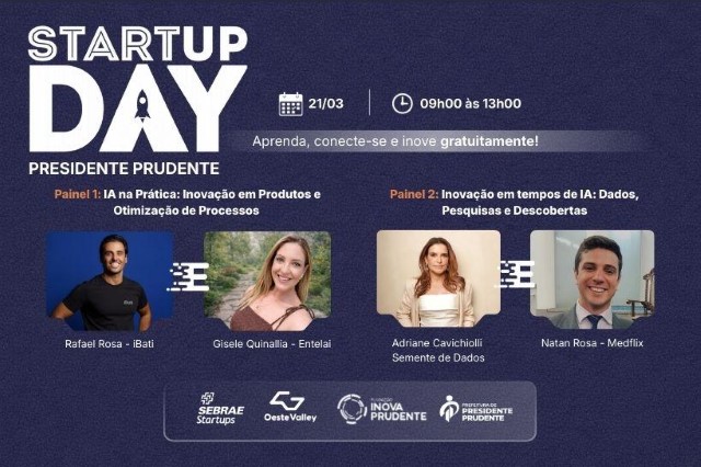 Confira os palestrantes da 12ª edição do Startup Day, neste sábado, na Inova Prudente