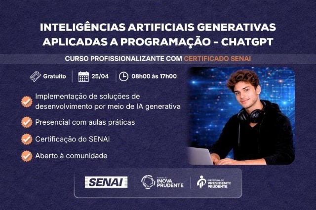Inova e Senai abrem inscrições para curso gratuito de Programação com IA Generativa 