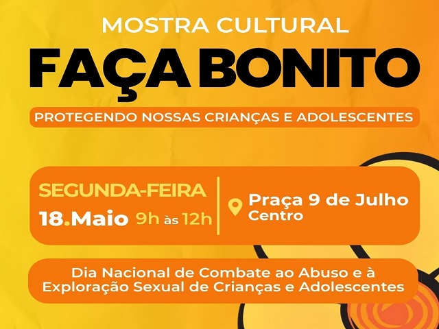 Em alusão ao Maio Laranja, SAS e parceiros promovem ação cultural na Praça 9 de Julho