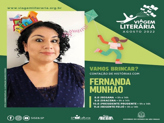 Projeto Viagem Literária 2022 terá autora Fernanda Munhão no dia 10 de agosto 