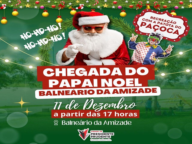 Chegada do Papai Noel será neste domingo no Balneário da Amizade