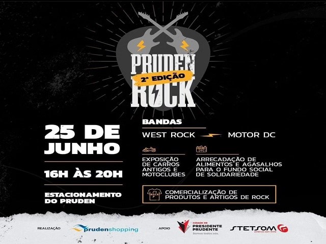 2ª edição do ‘Pruden Rock’ será realizada neste domingo (25), em apoio ao Fundo Social