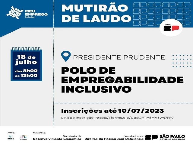 Prudente realiza última semana de agendamento para Mutirão de Laudos de Trabalho para PCD