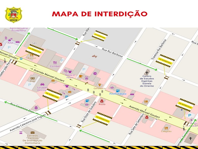 Semob informa sobre interdição em trecho da Manoel Goulart, das 6h às 12h, no domingo (20)