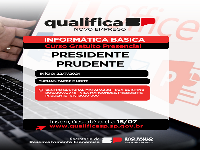 Qualifica SP abre 40 vagas de curso de qualificação profissional de informática básica