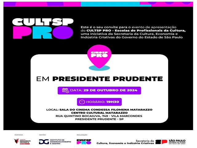 Centro Cultural Matarazzo terá lançamento do CULTSP PRO no dia 29 de outubro 