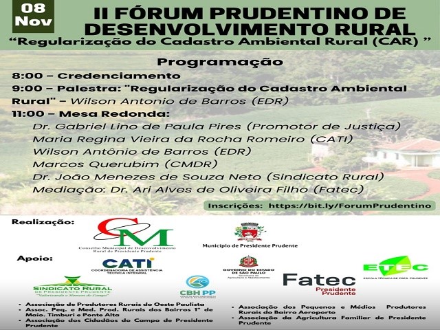 Prudente recebe II Fórum Prudentino de Desenvolvimento Rural; inscrições abertas