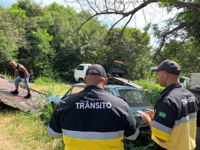 Prefeitura e Polícia Ambiental fazem ação para recolher carros abandonados no Cremonezi