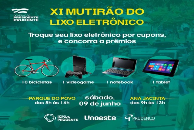  Inova Prudente marcará presença no 11º Mutirão do Lixo Eletrônico neste sábado