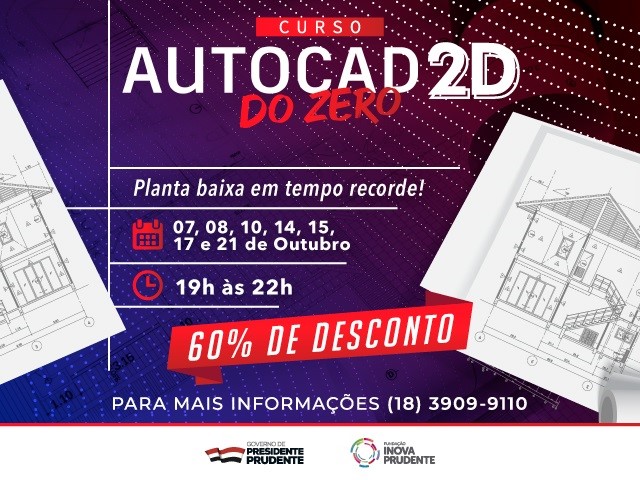 Inscrição para aulas de AutoCad 2D está disponível para o mês de outubro