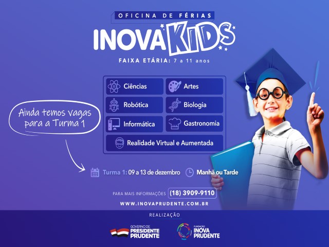 Oficina de férias na Inova Kids tem vagas abertas para atividades a partir desta segunda